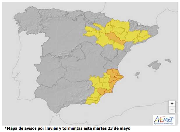 Las fuertes lluvias complican la circulación en Murcia, la Comunidad Valenciana y Andalucía